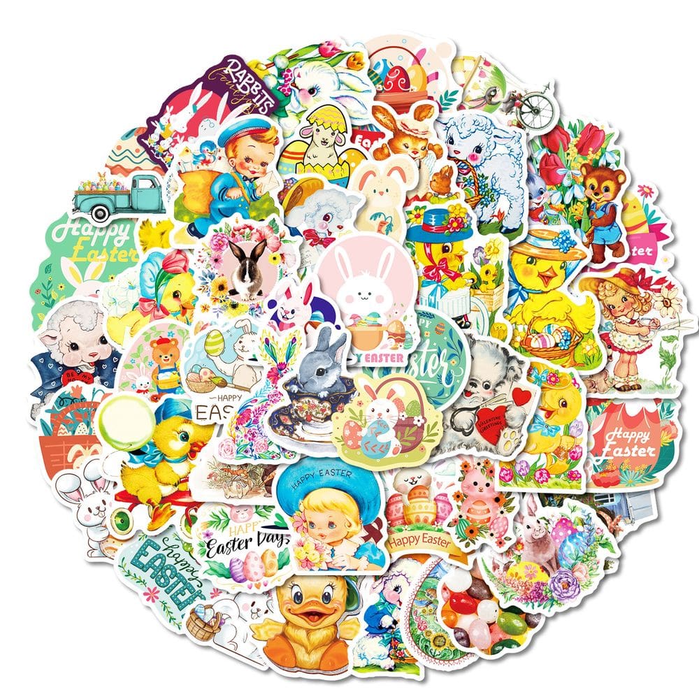 Pacote de adesivos de Páscoa, 50 peças, decalques de vinil à prova d`água