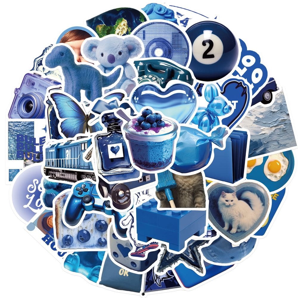 Adesivos Deep Blue Estethetic Style para laptop, guitarra e garrafa de água