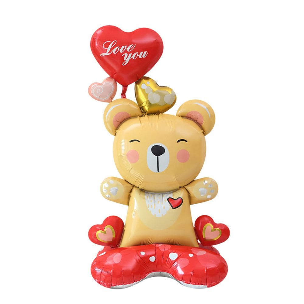 Balão Metalizado 4D Standing Bear com Design de Coração 63x113cm