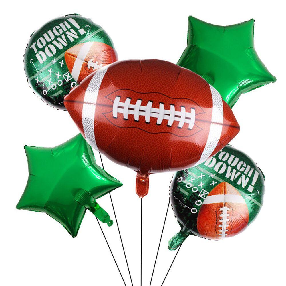 Conjunto de balões Touchdown com tema de futebol, 5 peças de papel alumínio