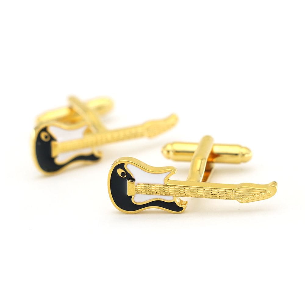 Guitarra Cuff Links banhada a ouro para homens, cobre 2 cm x 1 cm