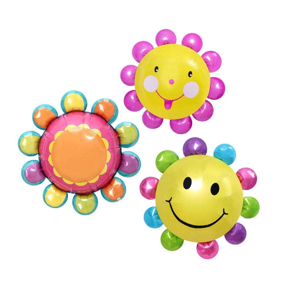 Balões metalizados, desenho animado de girassol, x3, 55-75cm, coloridos