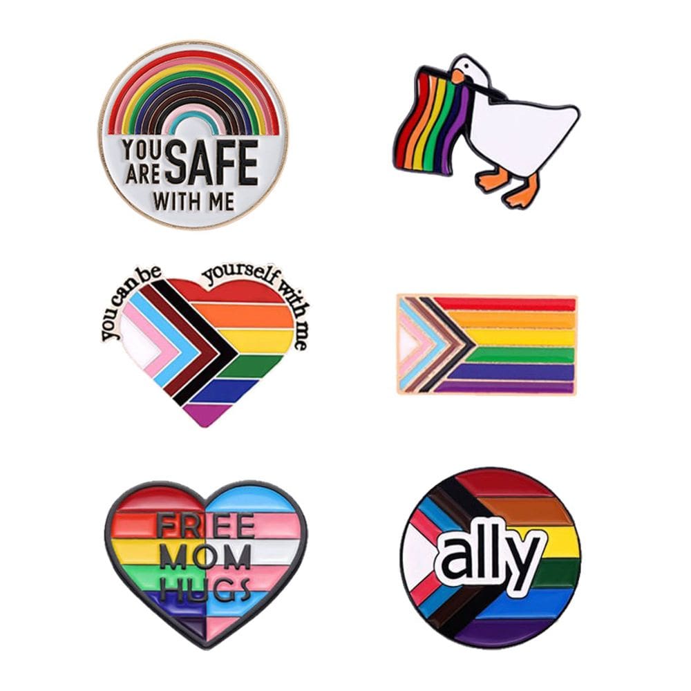 Conjunto de broches Rainbow Pride, 6 peças, liga de esmalte, lapela