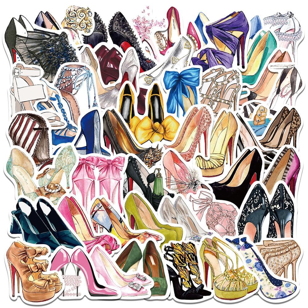 Pacote de adesivos: Fashion Princess Shoes, decalque 50 unidades