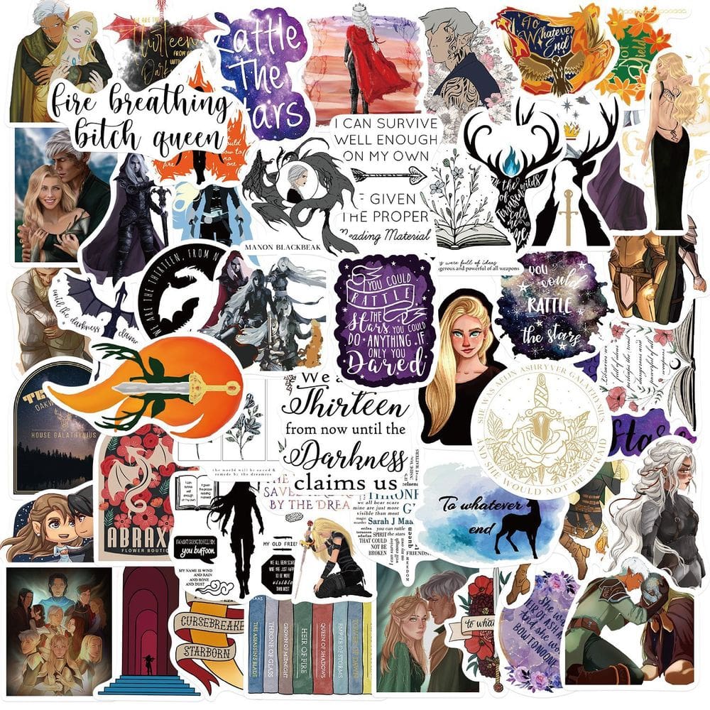 Pacote de adesivos Fantasy Book, 50 unidades para leitores e adolescentes