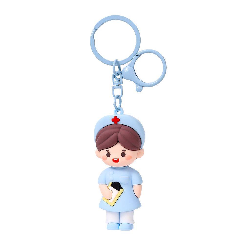 Chaveiro Cartoon Nurse Angel Soft Rubber Nurse com prancheta