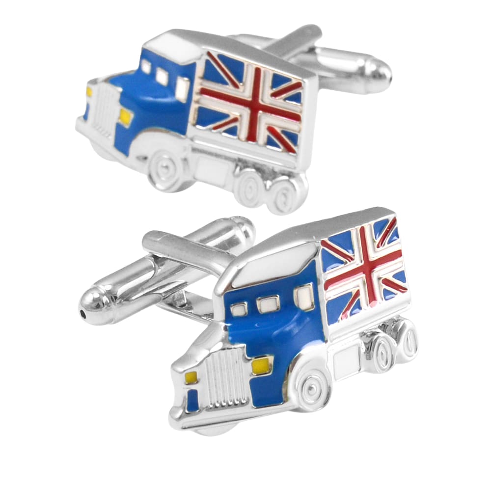 Caminhão Cuff Links Blue Union Jack para homens em esmalte e metal D