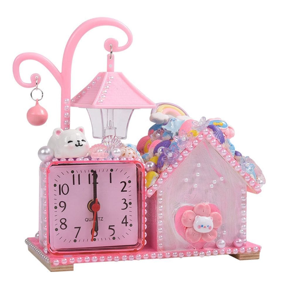 Despertador Creative Pink com lâmpada e design de casa decorado