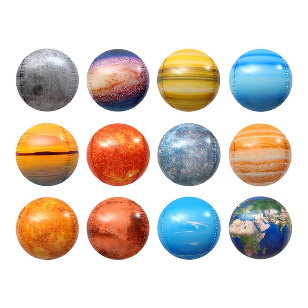 Conjunto de balões metalizados Solar System 4D 12 unidades para decoração de espaço