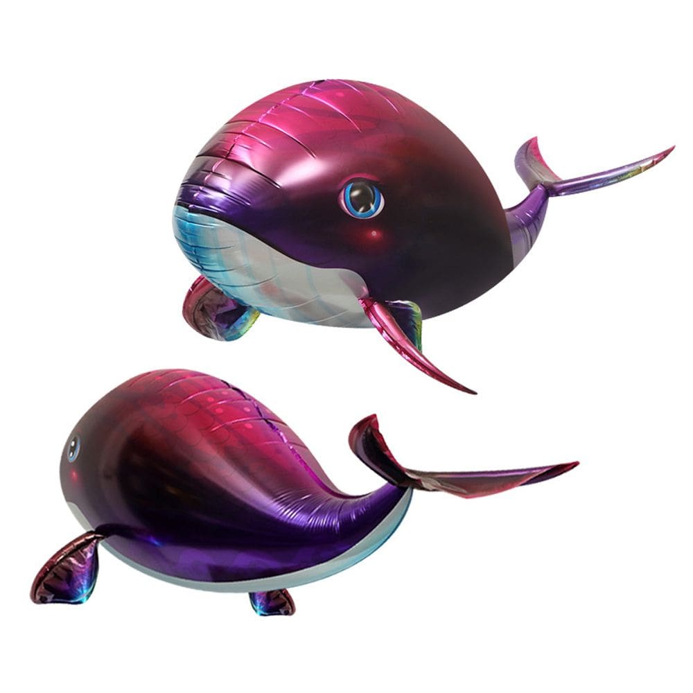 Balão metalizado, bola gigante 4D em forma de desenho animado de baleia 120x67cm, 2 unidades