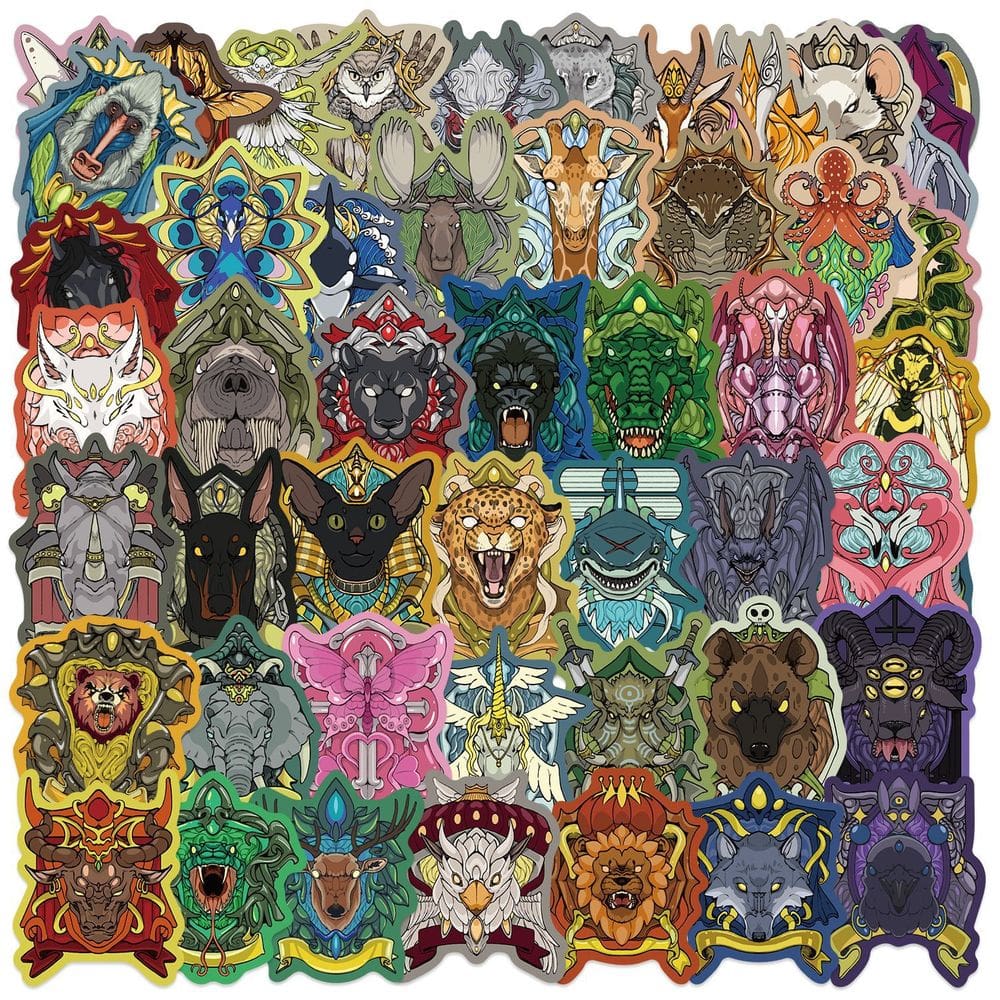 Adesivos Animal Crest Vintage Graffiti Decalques 50 unidades