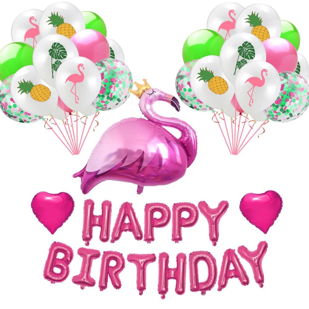 Conjunto de decoração de festa com tema havaiano de flamingo e abacaxi, 34 unidades