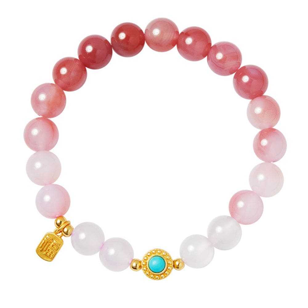 Pulseira Ágata Vermelha Elegante com Turquesa e Prata S925