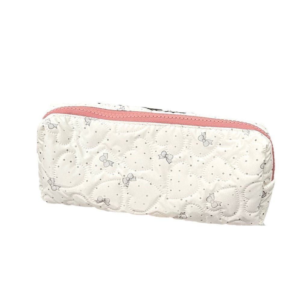 Estojo de lápis Cute Bowknot em forma de coração de grande capacidade