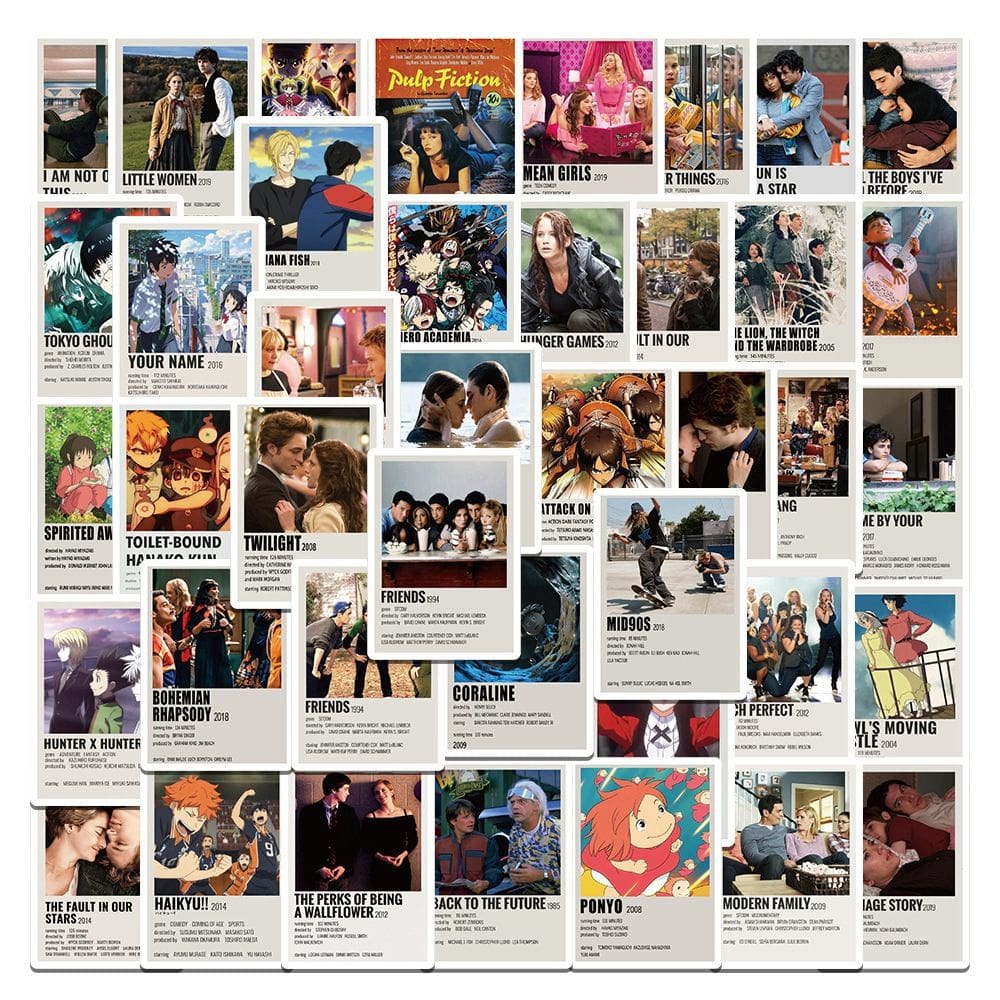 Pacote de adesivos, pôster clássico de anime para TV e filmes, 51 unidades