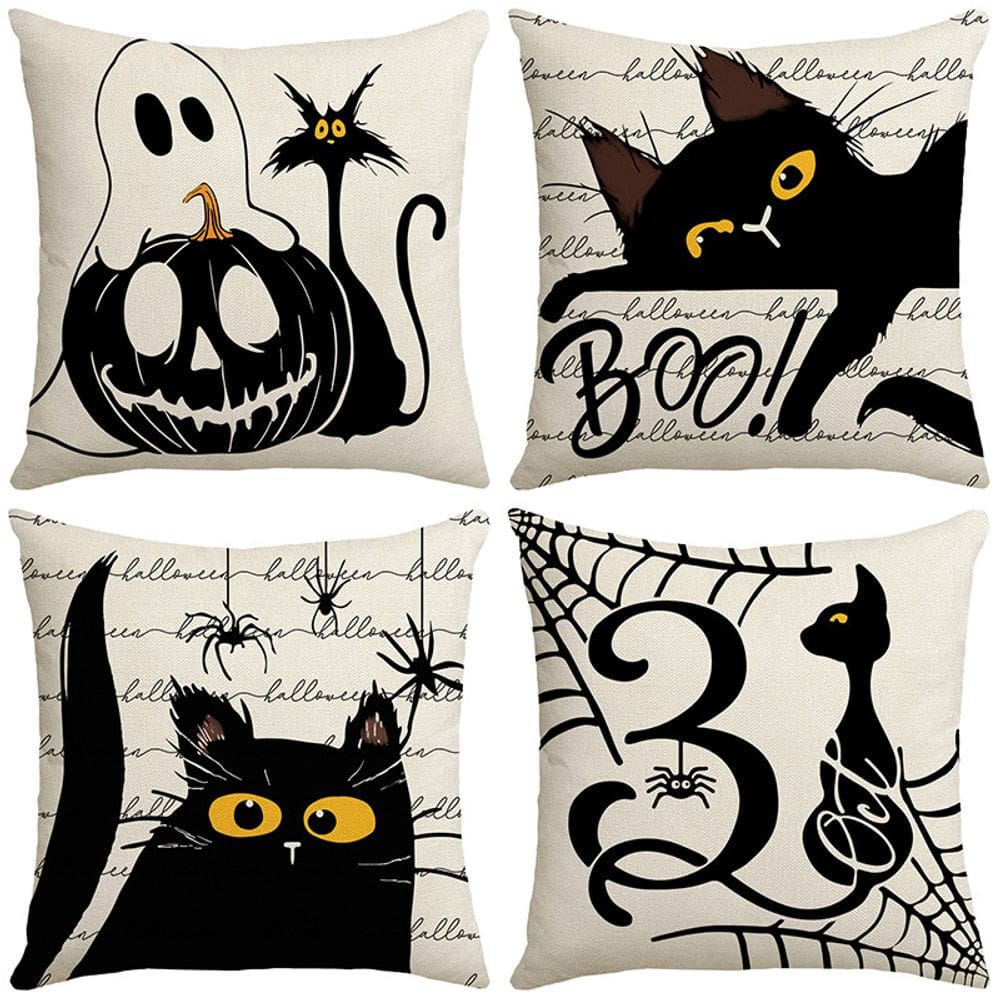 Conjunto de fronhas para almofadas decorativas de Halloween x4 45x45cm