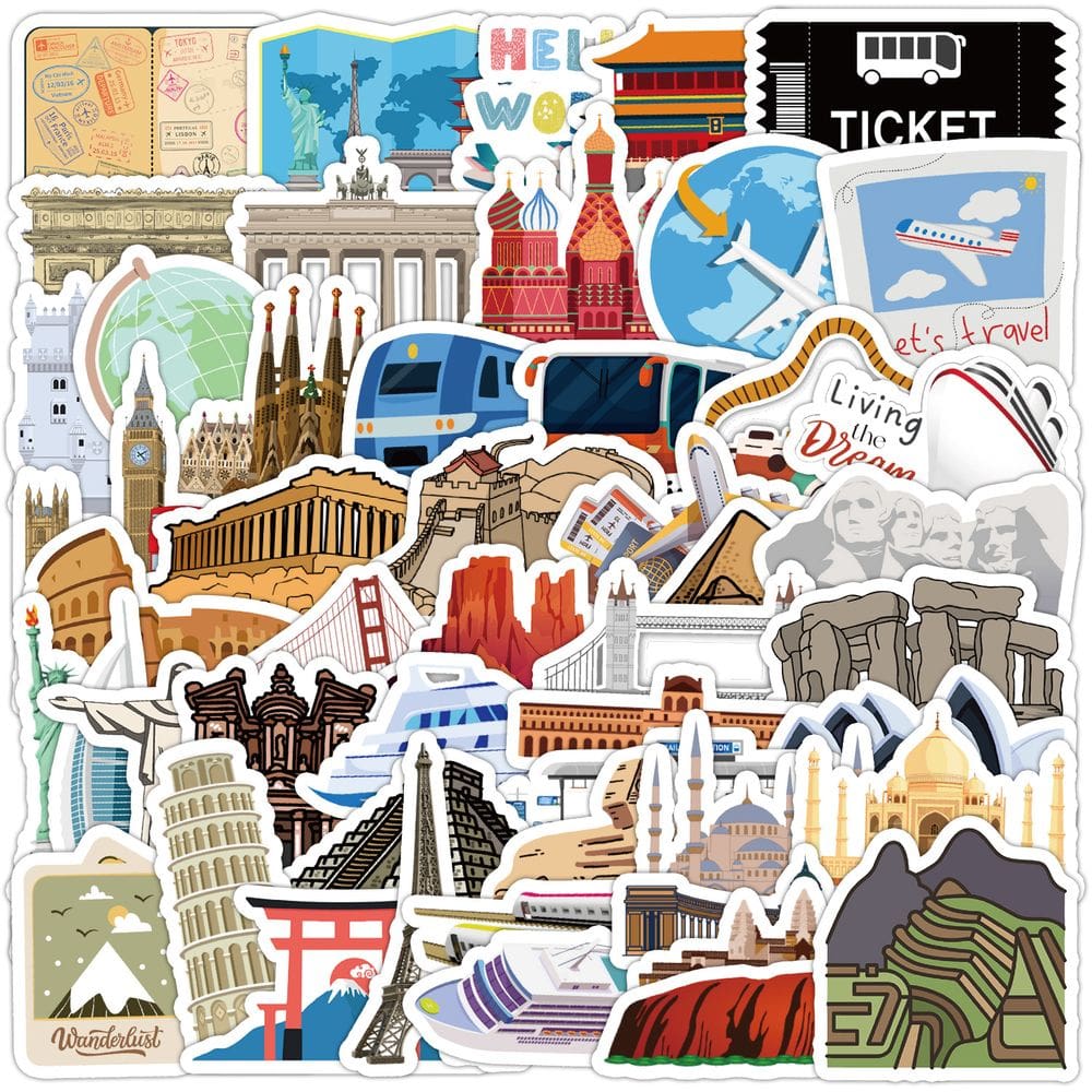 Pacote de adesivos Travel Landmark Nordic Style 50 unidades