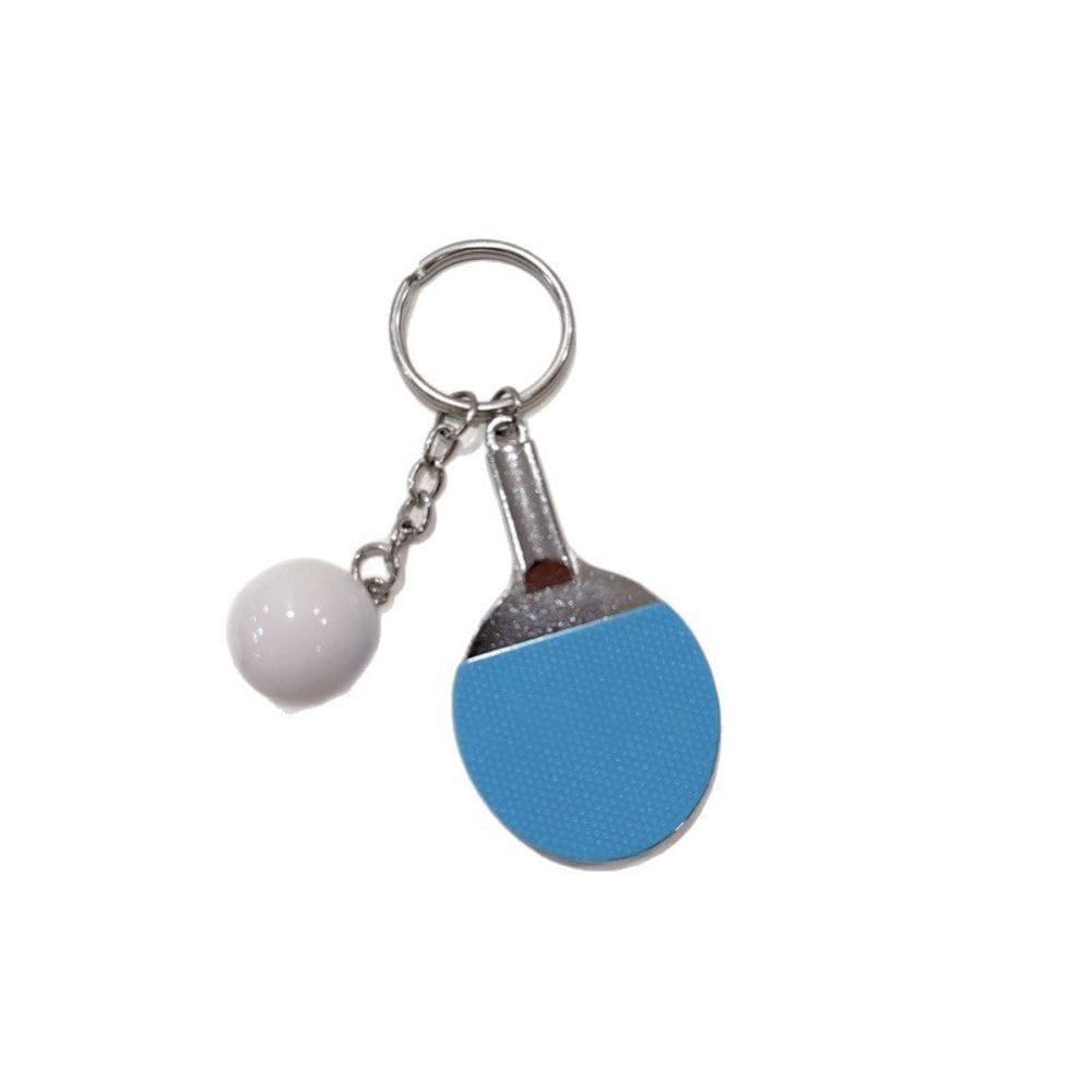Chaveiro, raquete de tênis de mesa em miniatura e bola de liga de zinco