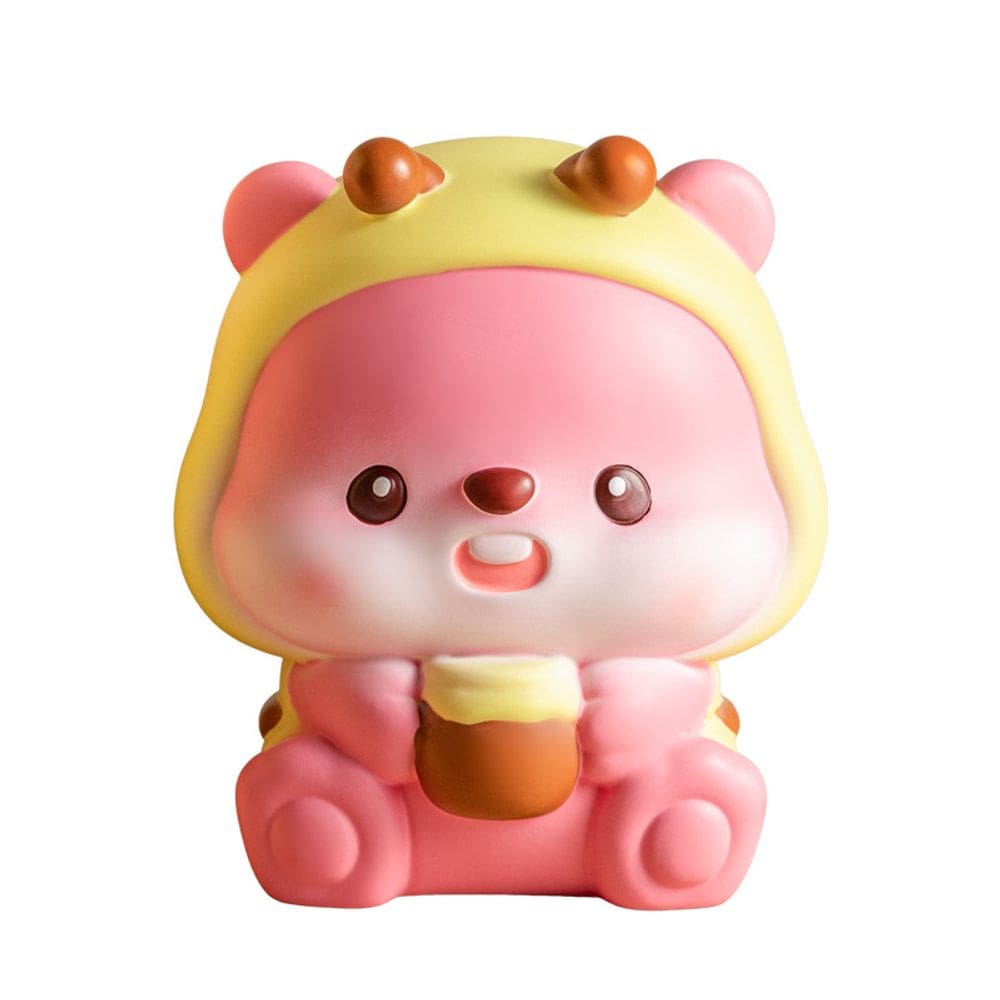 PVC durável Money Bank Cute Pink Fox para crianças 15x14x21cm