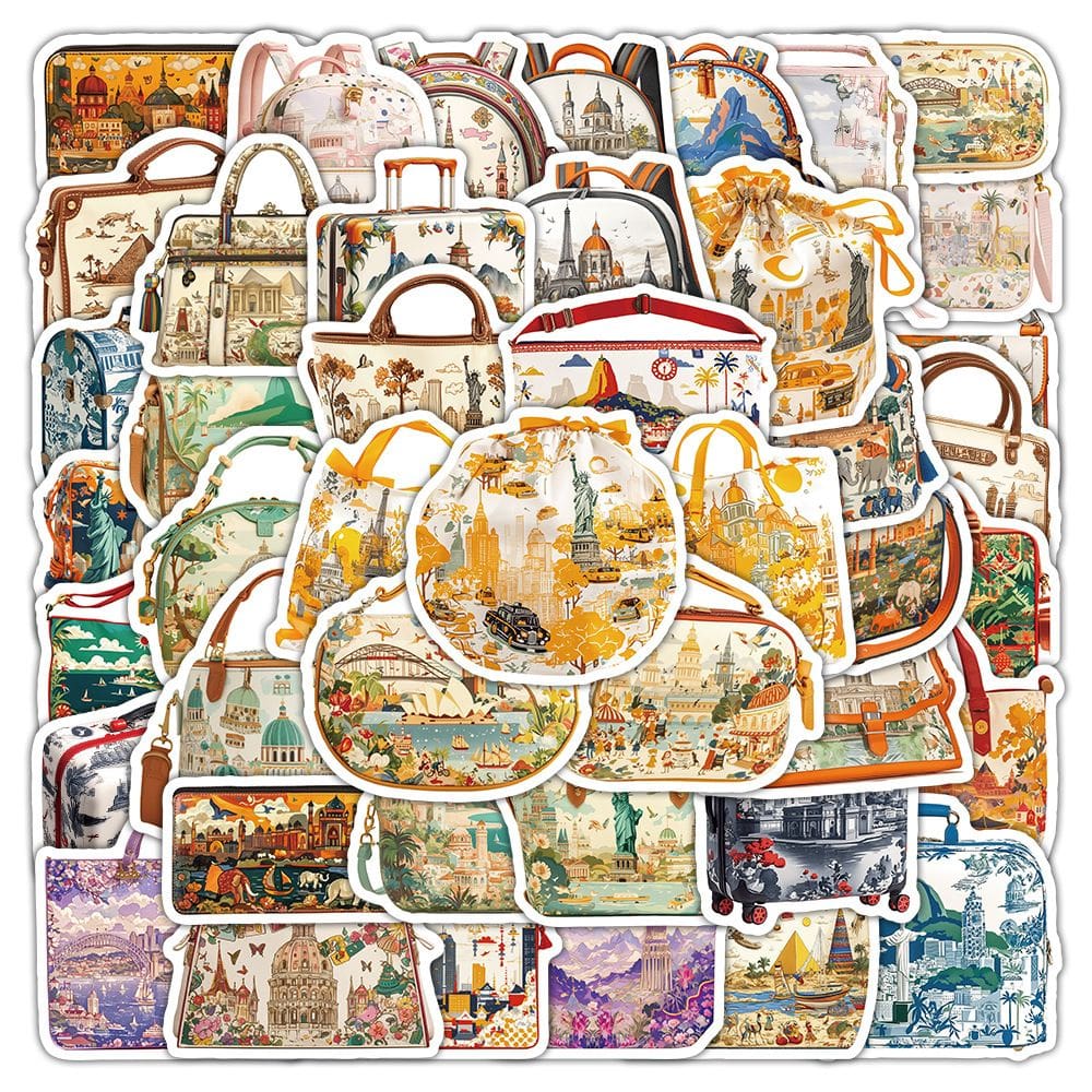 Pacote de adesivos, bolsa de viagem, 50 unidades, City Landmark, impermeável