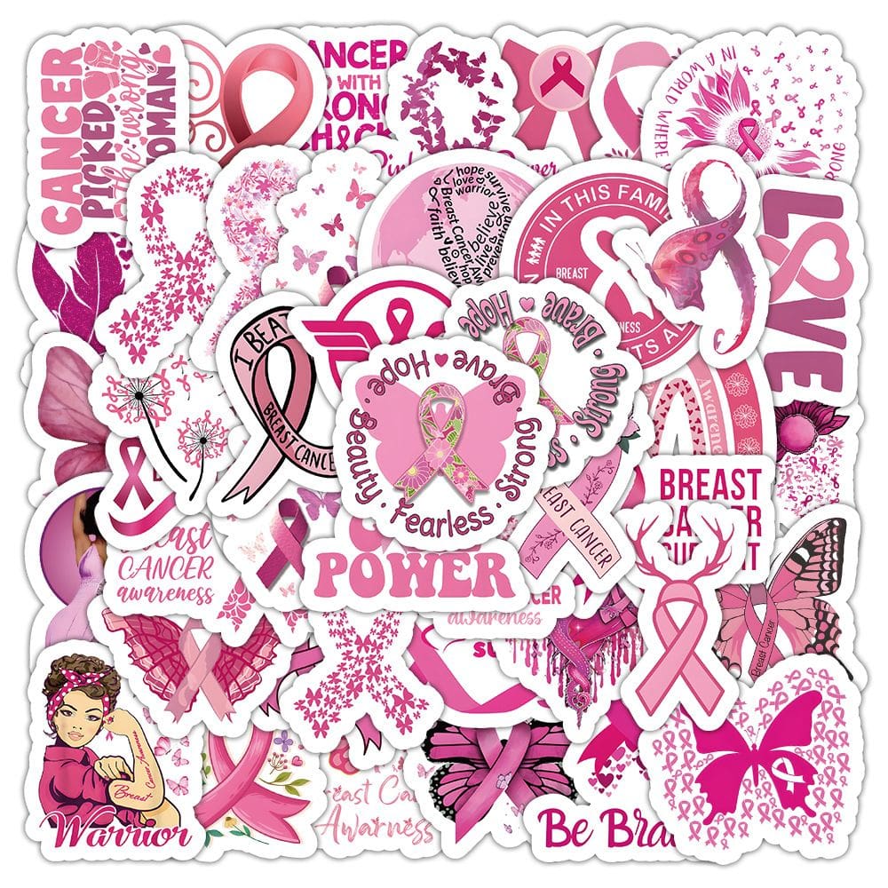 Adesivos, decalques de vinil para conscientização do câncer de mama x50