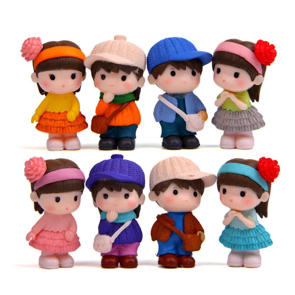 Estatuetas de casal de desenhos animados em PVC para decoração de jardim DIY Mini