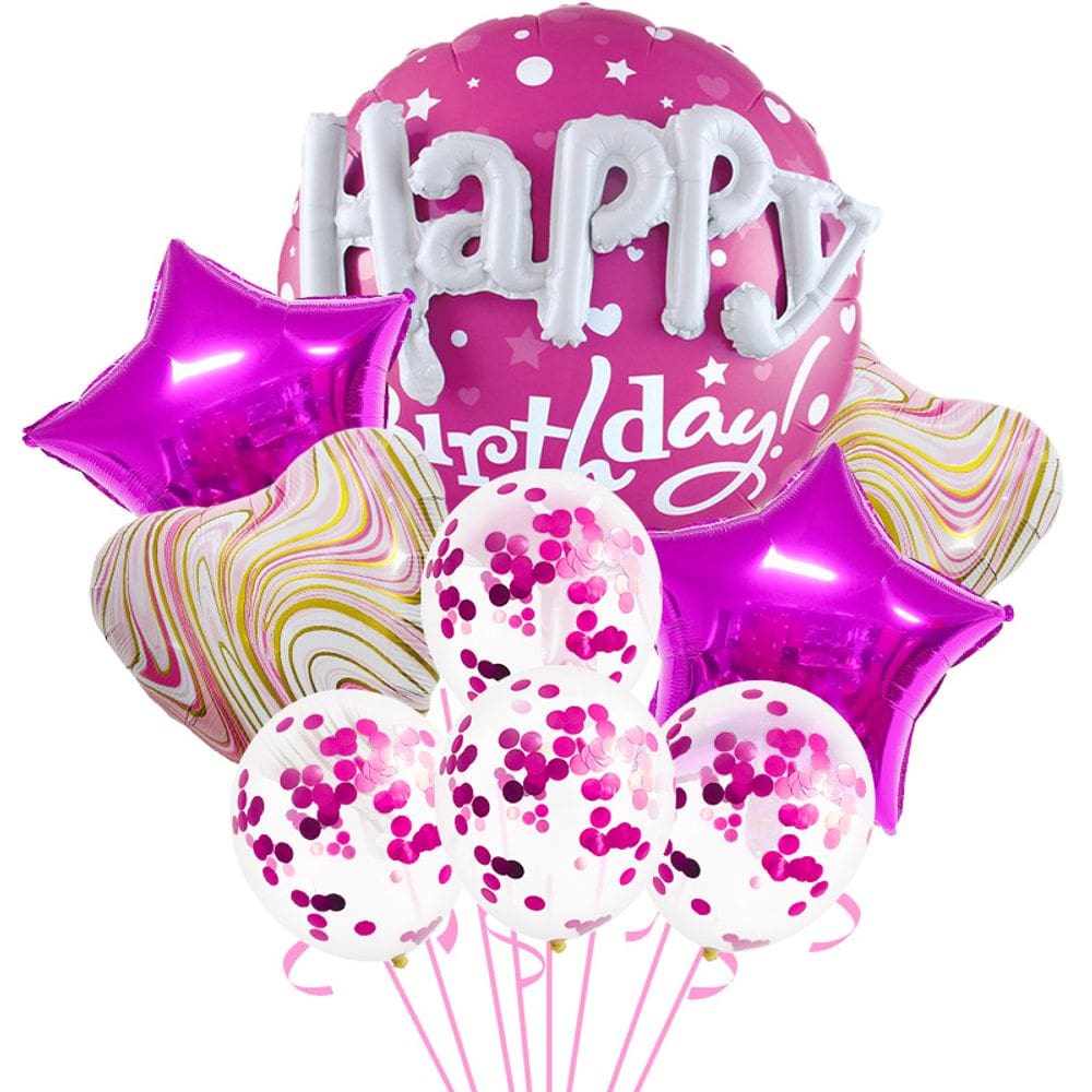 Conjunto de balões de feliz aniversário, 9 peças de papel alumínio redondo de 22 cm com confete