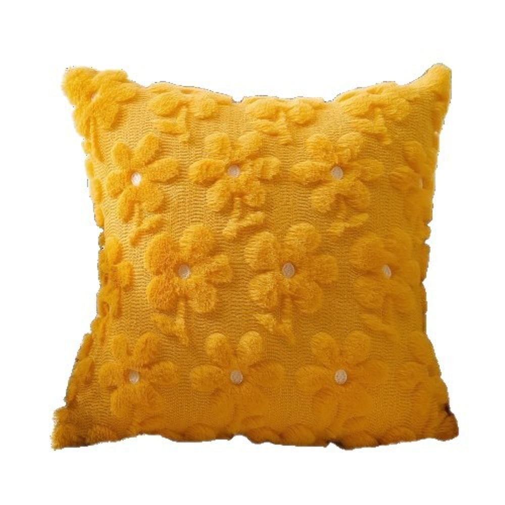 Fronhas Capa de almofada de pelúcia Fluffy Yellow Flower 45x45cm