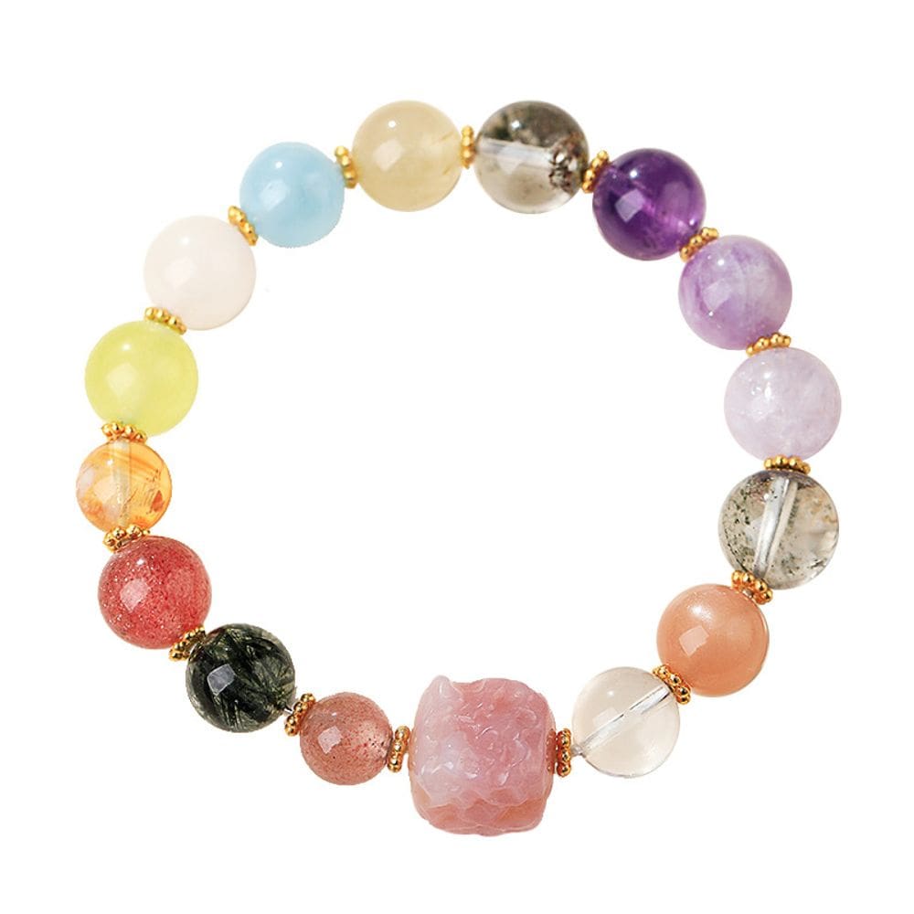 Pulseira colorida com miçangas de cristal para mulheres de 8 mm Multistone P
