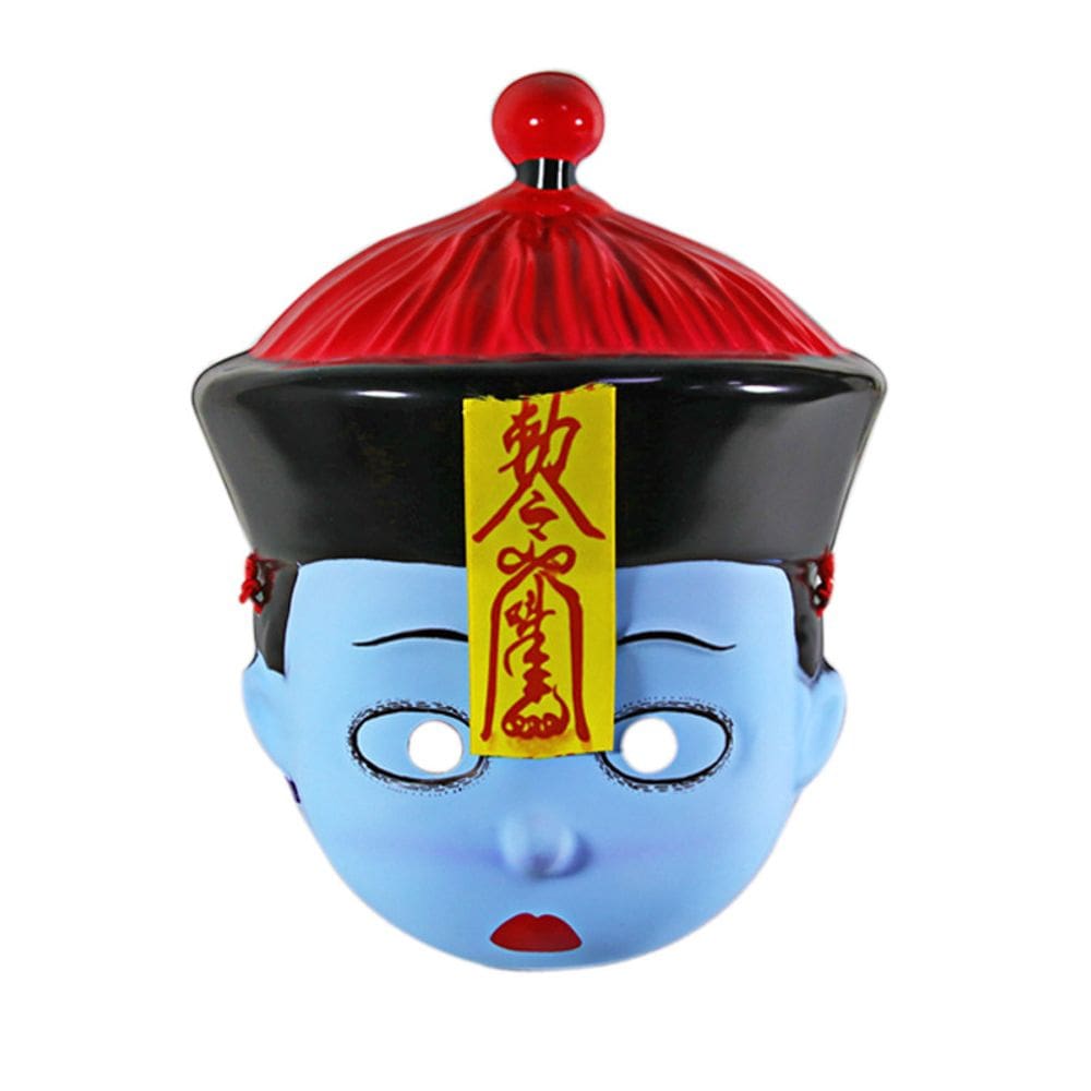 Máscara de boneca azul chinesa tradicional com boné vermelho de PVC