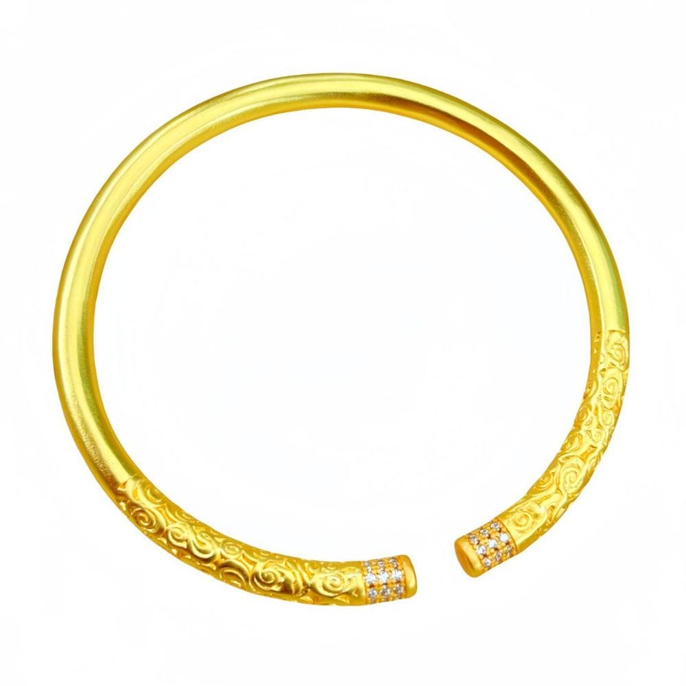 Pulseira de estilo antigo banhada a ouro para mulheres, pulseira aberta