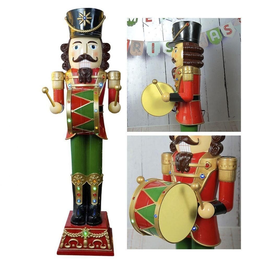 Quebra Nozes Soldado Natalino Grande Led Musica Iluminaçao Decoraçao Tambor Loja Vitrine Shopping Hall Entrada Evento