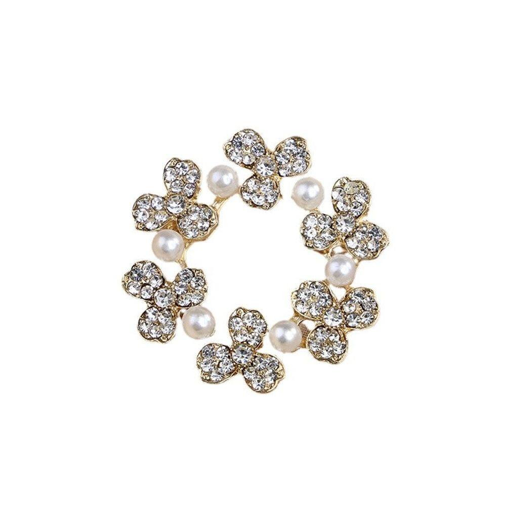 Broche Pin Elegant Floral Wirath Pearl para mulheres