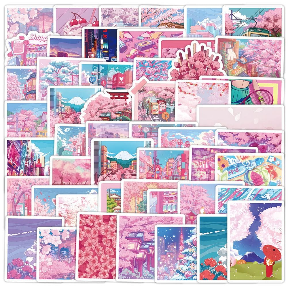 Pacote de adesivos Cherry Blossom Sakura Street 50 unidades