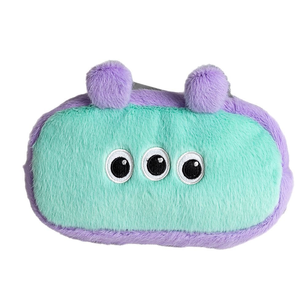 Estojo de lápis de pelúcia verde e roxo de grande capacidade Monster