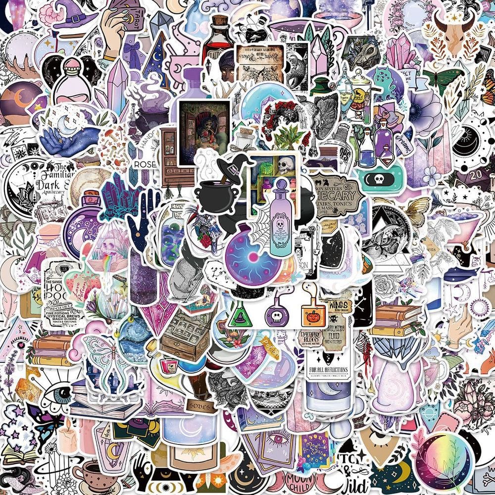 Pacote de adesivos Witchcraft, 300 unidades, Gothic Potion Bottle Magic