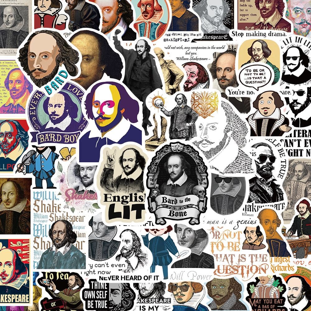 Pacote de adesivos William Shakespeare Vintage Literary Q 50 unidades