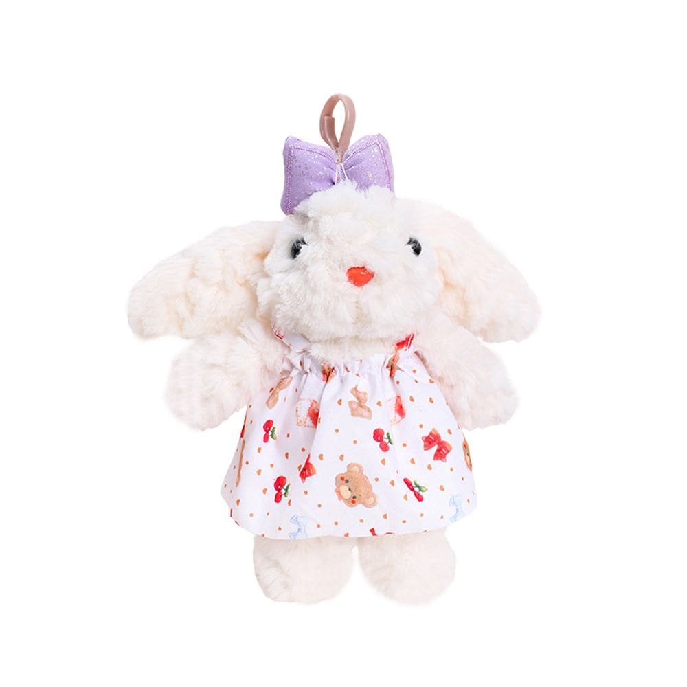 Chaveiro de coelhinho de pelúcia com vestido, coelho de orelhas compridas, roxo