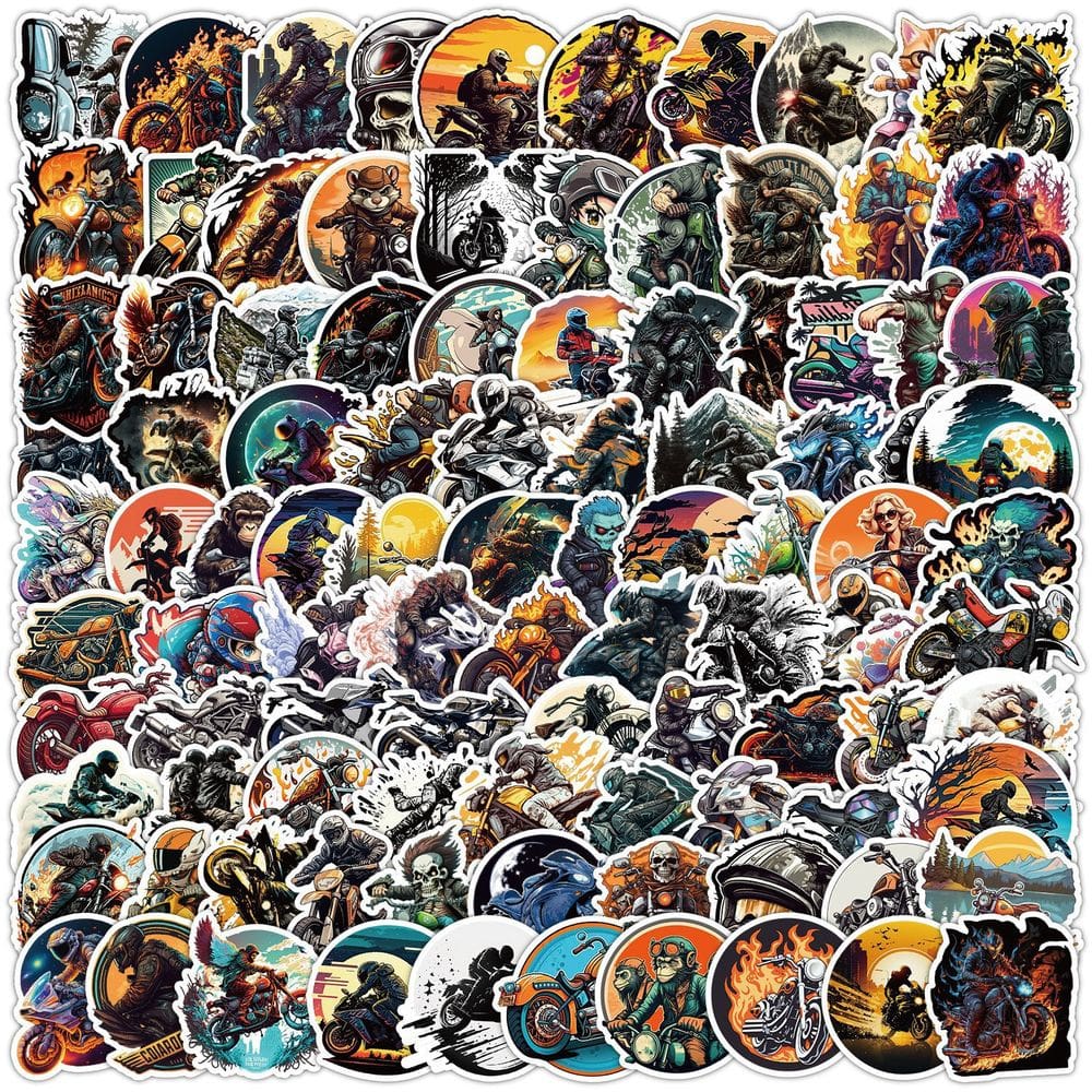 Pacote de adesivos de motocicleta com 100 unidades - Cool Biker & Motorbike Th
