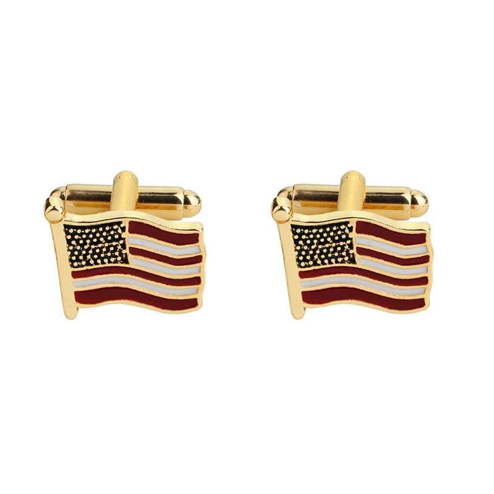 Bandeira dos EUA em liga banhada a ouro Cufflinks para homens