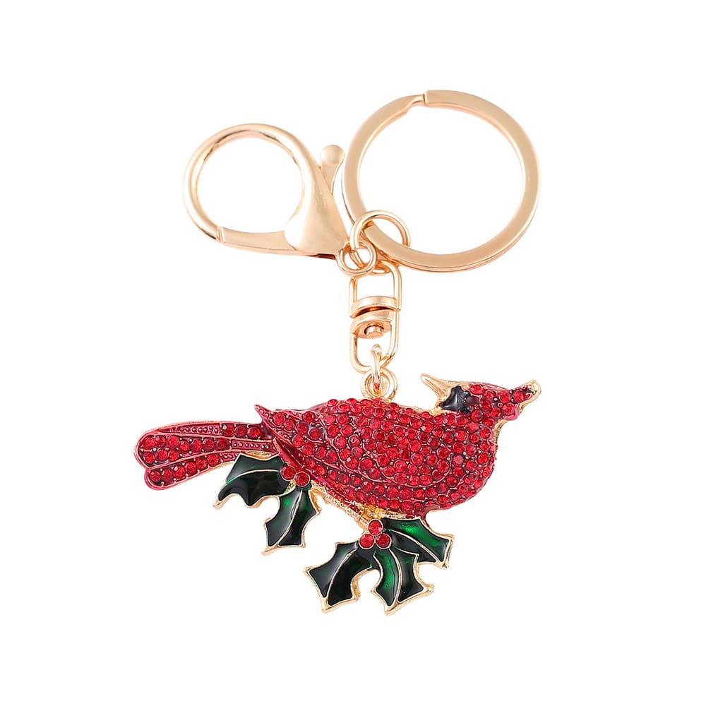 Chaveiro Cardinal Bird Red Strass Metal dourado