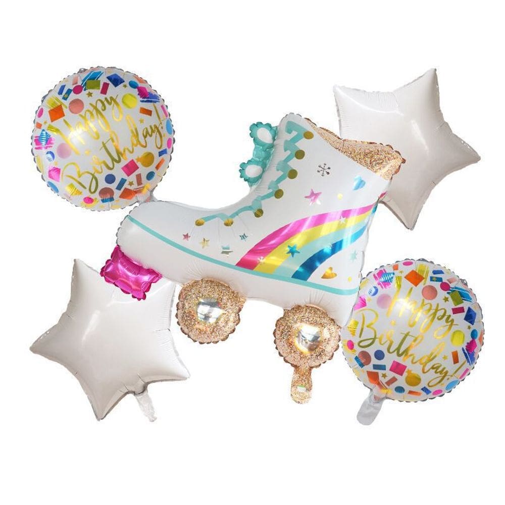 Conjunto de balões Disco Roller Skates, 5 unidades com feliz aniversário