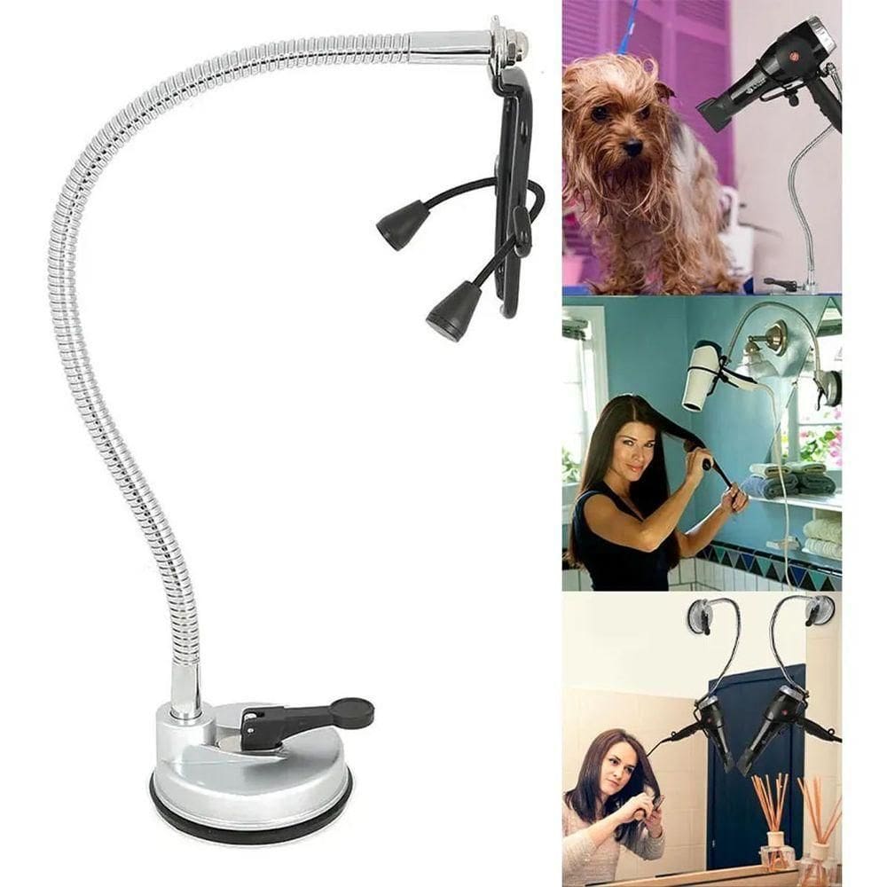 Suporte Secador Cabelo Ajustavel Articulavel Espelho Azulejo Vidro Banheiro Quarto Academia Casa Parede Portatil