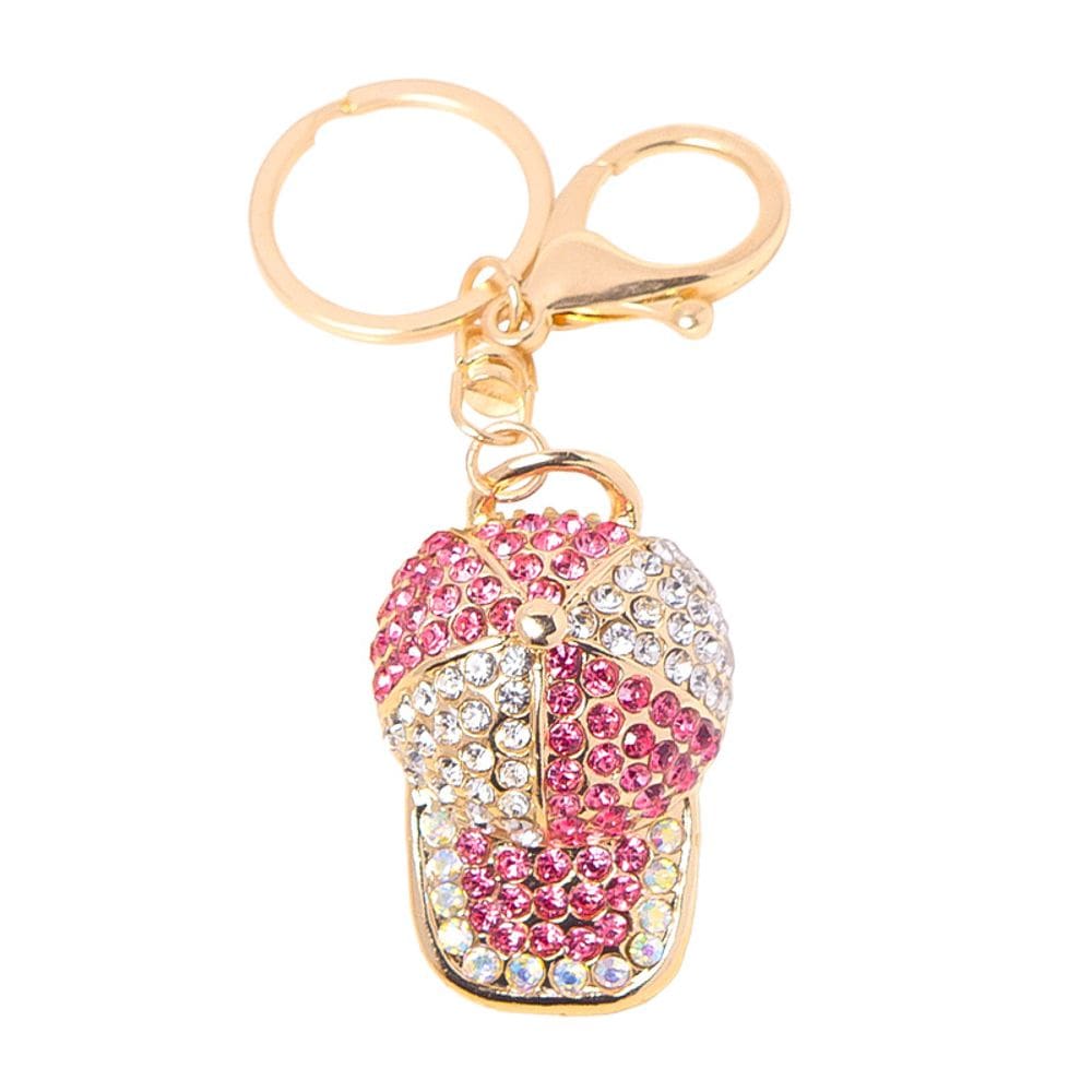 Chaveiro: boné de beisebol de strass, rosa cintilante e transparente C
