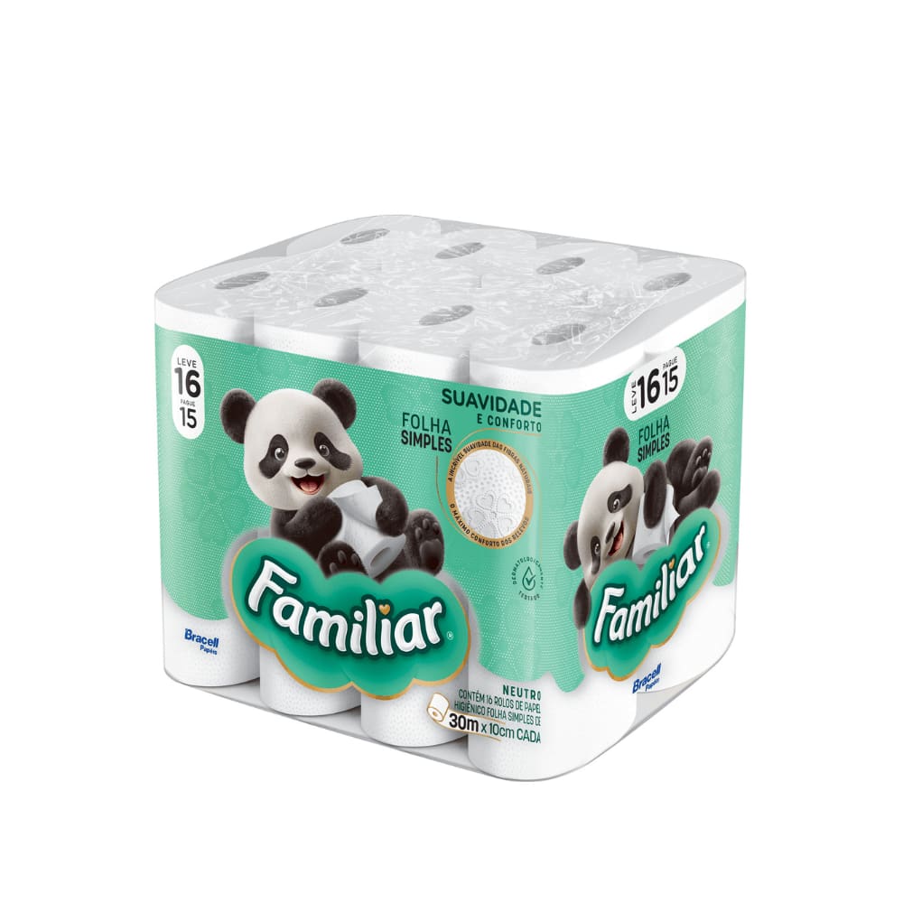 Papel Higiênico Familiar Folha Simples 30m 16 Rolos
