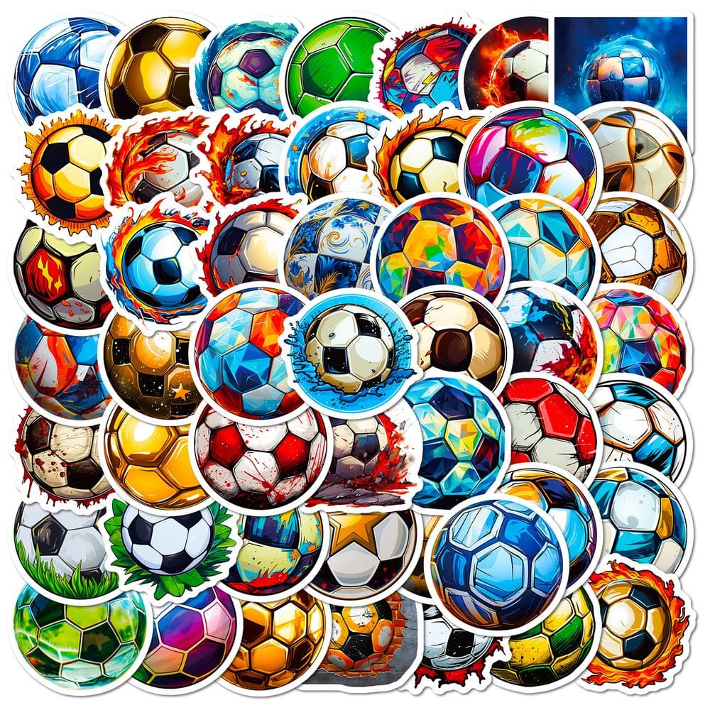 Pacote de adesivos Soccer Ball, 50 peças de decalques de vinil impermeáveis