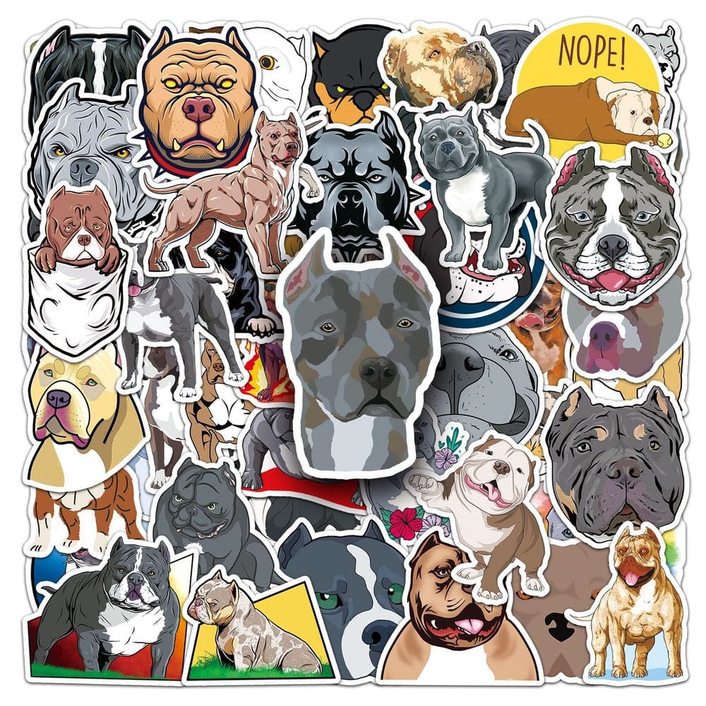 Pacote de adesivos American Bully Dog, vinil de desenho animado, 50 unidades