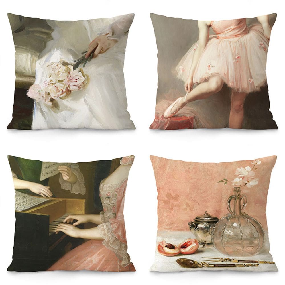 Conjunto de capas de almofada Classic Art Vintage Style 35x35cm (conjunto de 4)