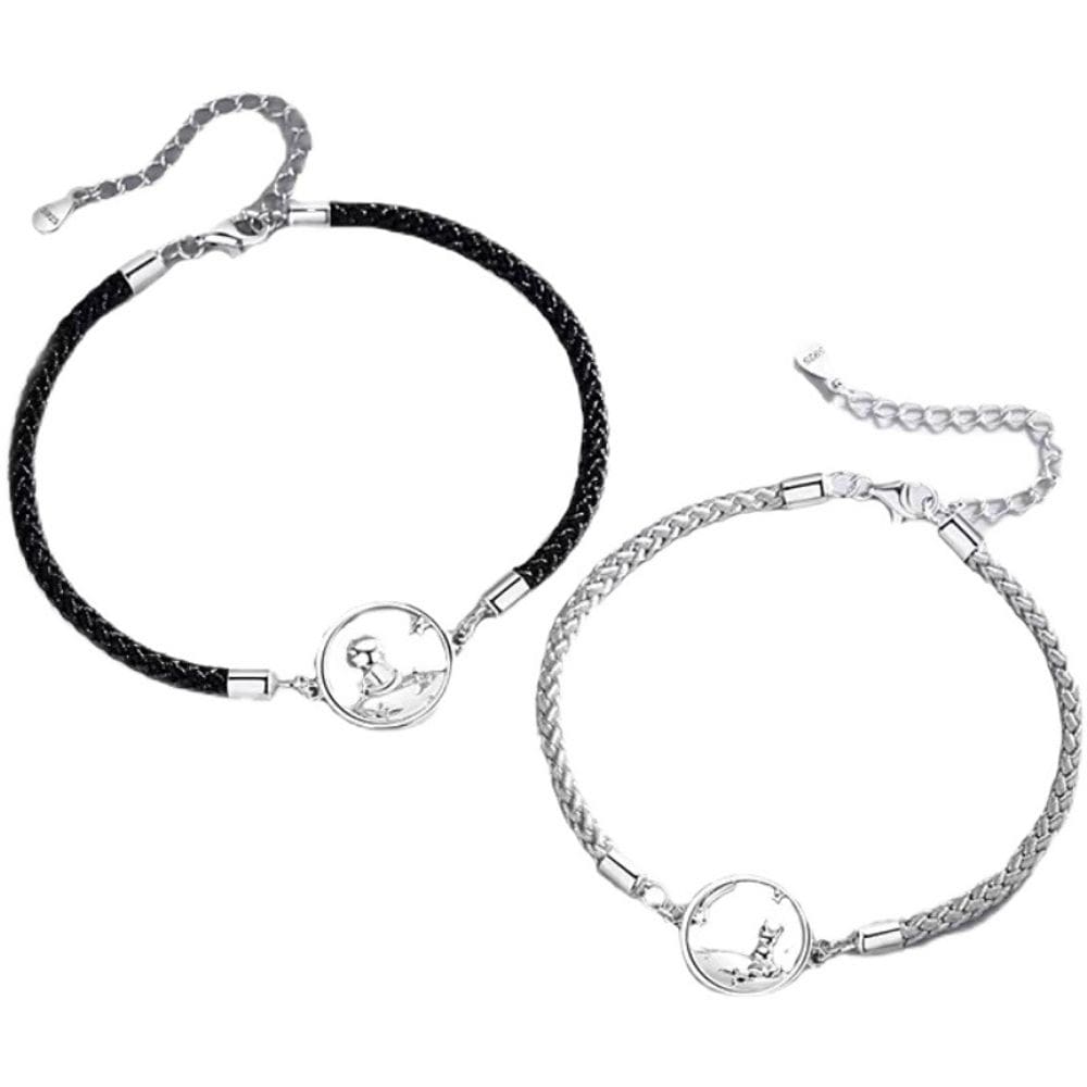 Conjunto de pulseiras em prata 925 para casais, design Little Prince