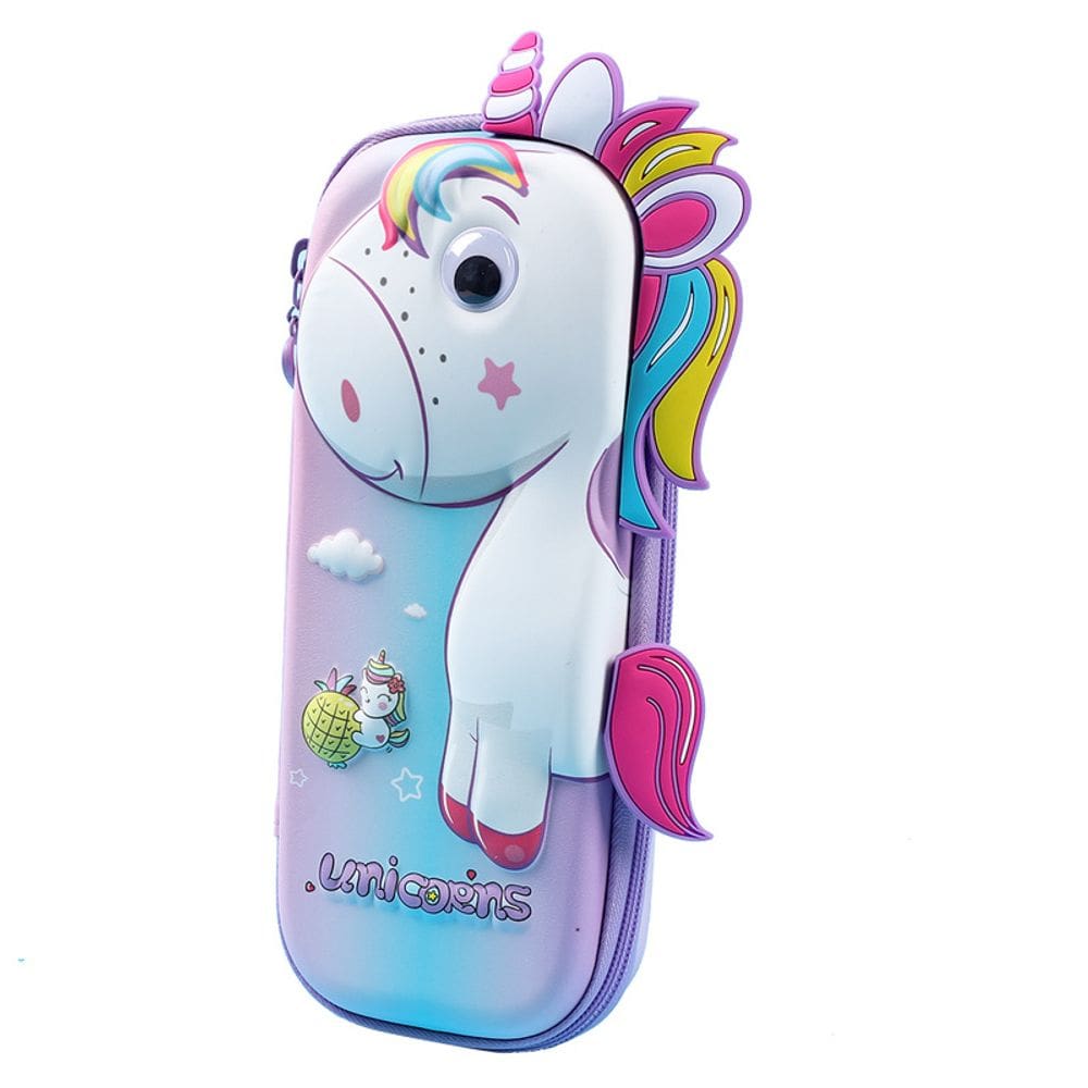 Estojo de lápis 3D EVA Unicorn de grande capacidade impermeável